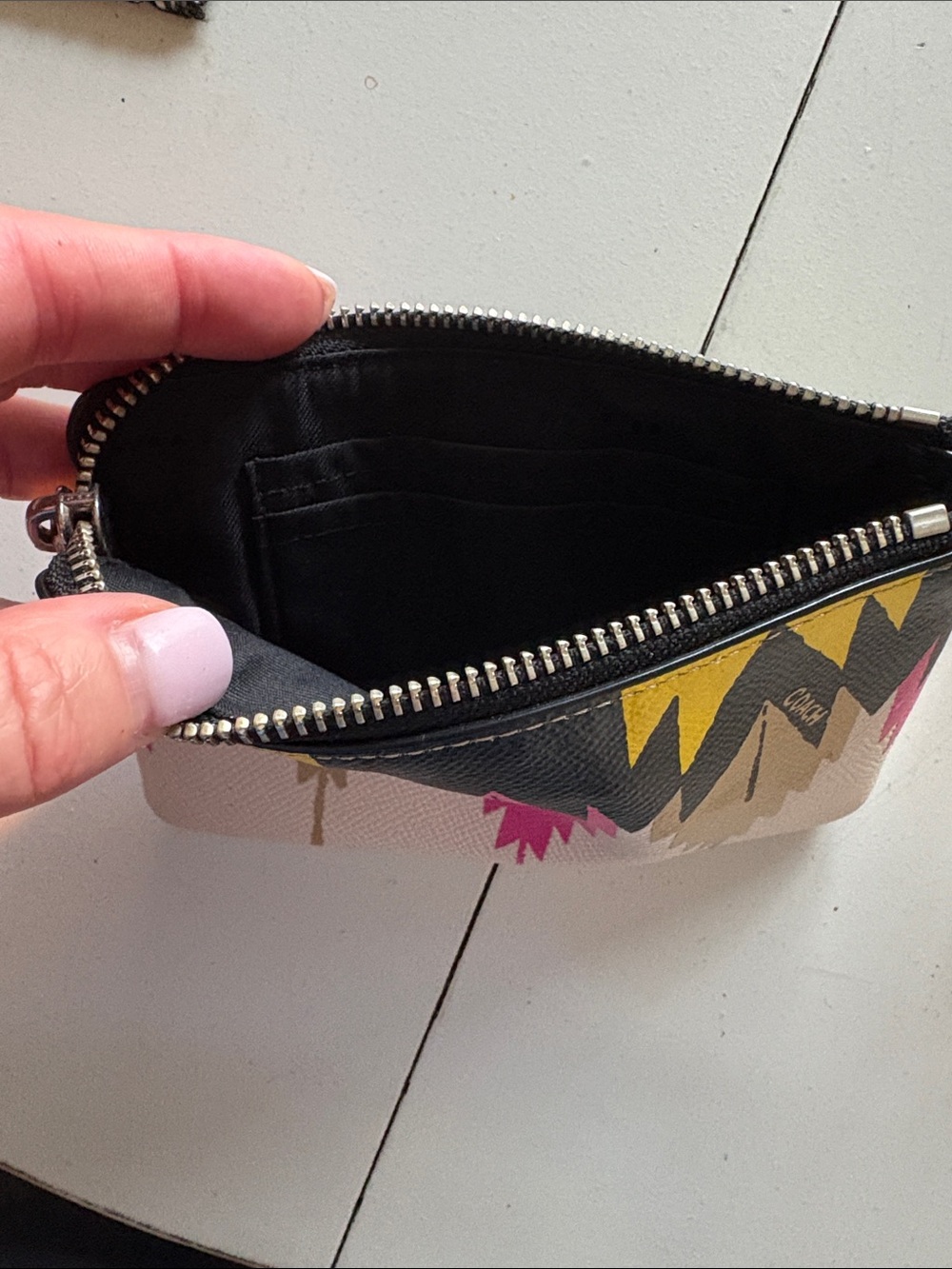 Coach Colorblock Wristlet in Black, Pink, Yellow, Tan, White - Picture 3 of 4